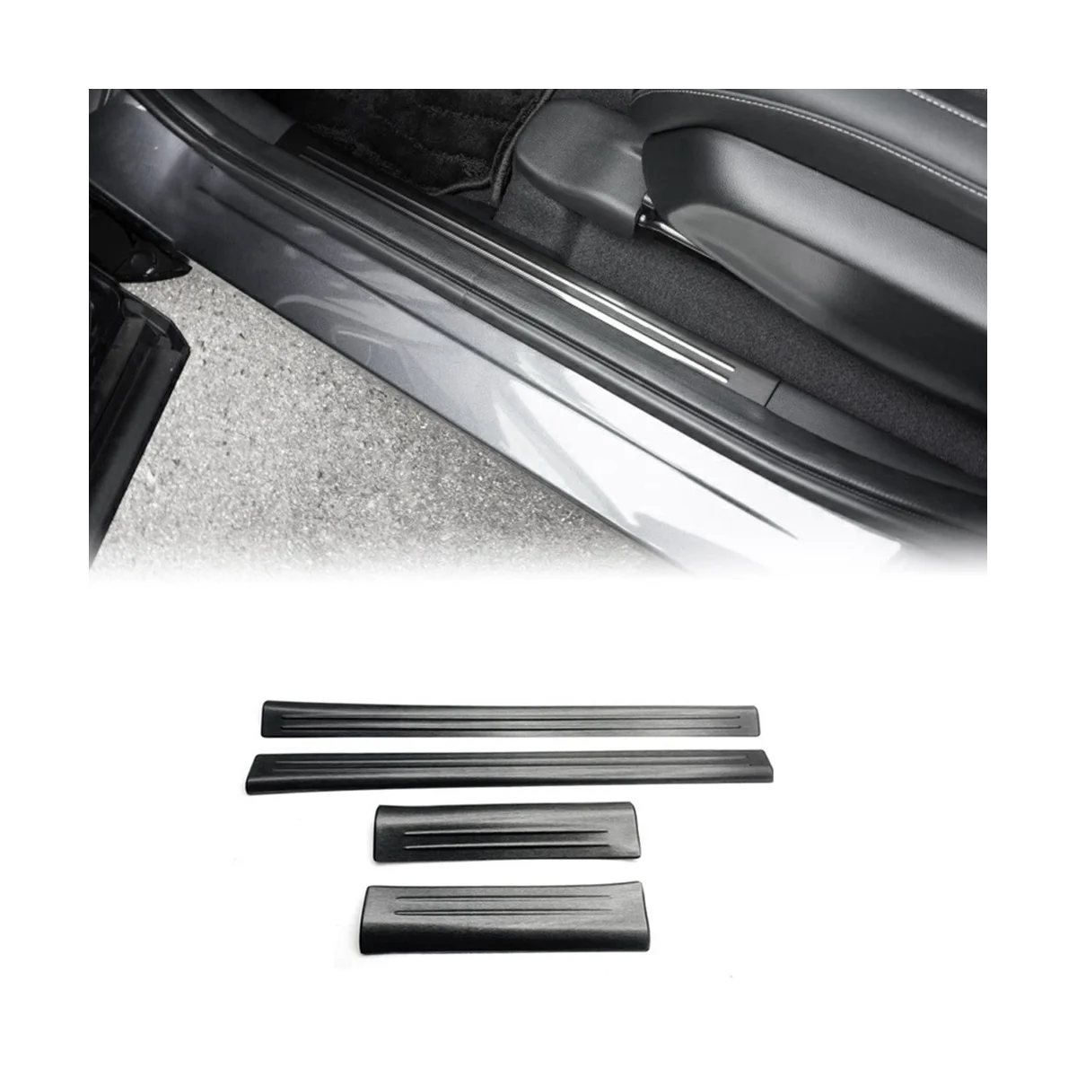 4 Adet Ön Arka İç Kapı Eşik Pedalı ayar kapağı Honda Vezel için HR - V HRV 2021-2023 sürtme plakası Paslanmaz Çelik Siyah