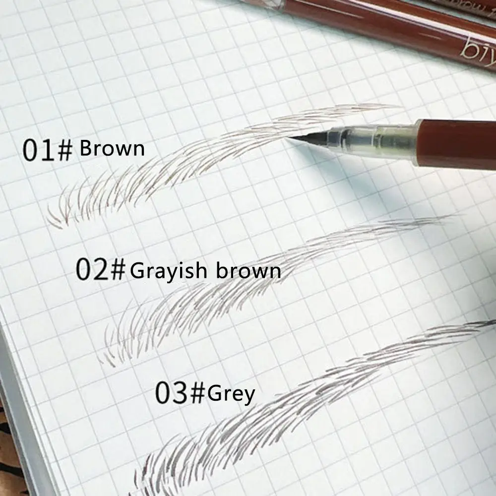 2 ADET 0.01 MM Ultra İnce Kafa Su Sıvı kaş kalemi Su Geçirmez Uzun Ömürlü Hiçbir Çiçeklenme Eyeliner Kaş dövme kalemi