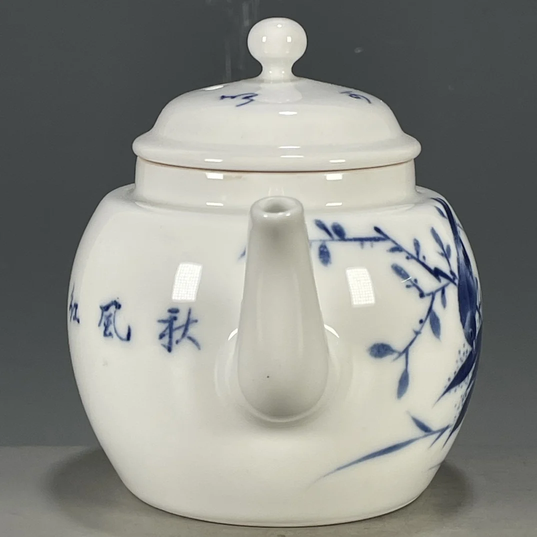 Wang Buqing'in Mavi ve Beyaz Çiçek ve Kuş Saksısı, karaf, demlik Dekorasyon, Antika Koleksiyon değeriçinezya tarzı