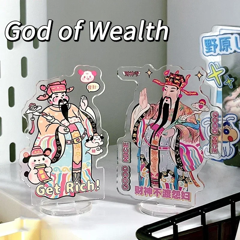 Zenginlik tanrısı Masaüstü Süs Akrilik Para Tanrı Heykelcik ofis masası Dekorasyon Çin Tanrı Figürleri Durum Ev Dekor