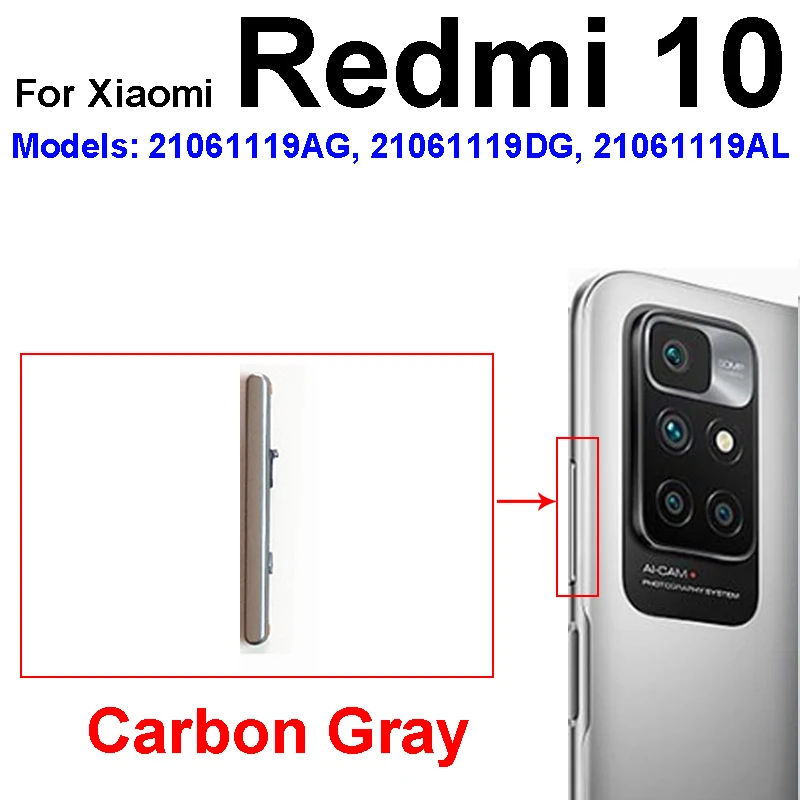 Açık Kapalı Güç Ses Yan Düğme Xiaomi Redmi İçin 10 10A 10C Güç Düğmesi Ses Kontrolü Yan Tuşları Değiştirme