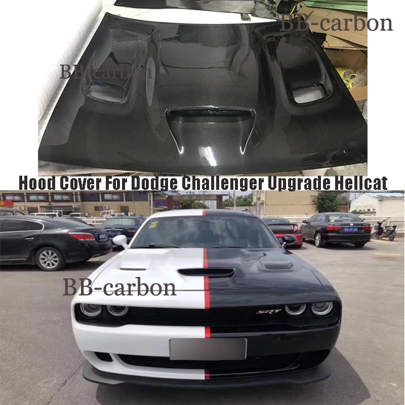 Dodge Challenger için Yükseltme Hellcat Bonnets FRP Boyasız Karbon Fiber araç gövde kiti Ön Motor Kaputu Kapağı
