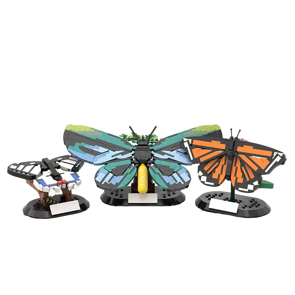 Gobricks MOC İkonik Kelebekler Yapı Taşları Set Bitki Renkli Kelebek Tasarım Tuğla Oyuncaklar Hediye İçin ev bahçe dekorasyonu