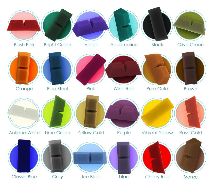 blok tipinde 16 çeşit mum rengi boya
