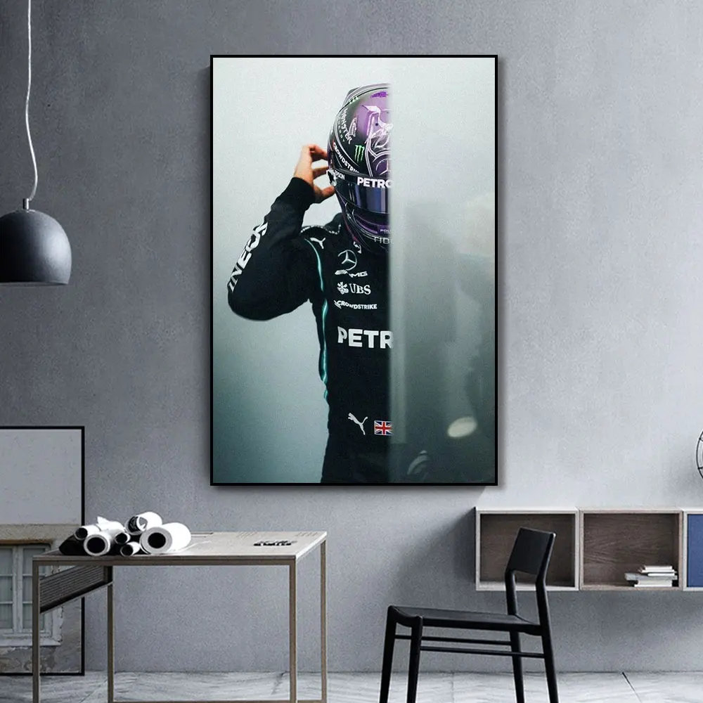 Lewis Hamilton F1 Formula 1 Kask Yarış Poster Baskı Tuval Boyama Ev Dekor Duvar sanat resmi Oturma Odası Yatak Odası Çocuklar İçin