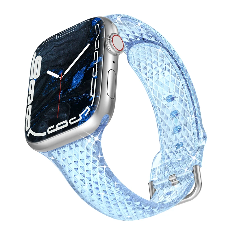 Uygun Apple Watch Nesil 1-8 ve Ultra SE Elmas Temizle saat kayışı Bilek kayışı 38 40 41mm 42 44 45 49mm