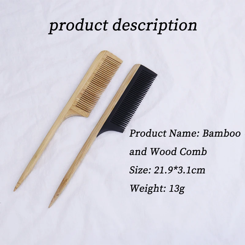 Özel Logo Bambu Ahşap Düz Pürüzsüzleştirici Saç Tarağı Sıçan Kuyruğu Örgü Ayrılık Tarağı