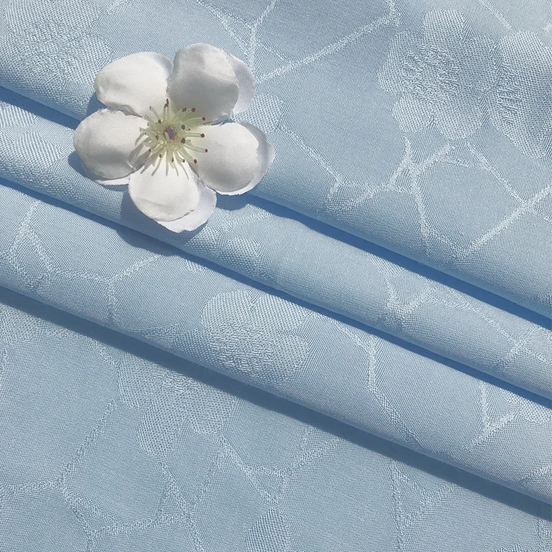 Jakarlı Kumaş Metre Cheongsam Elbiseler Gömlek Hanfu Dıy Dikiş Erik Çiçeği Rayon Yaz Yumuşak Örtü Çiçek İnce Mavi