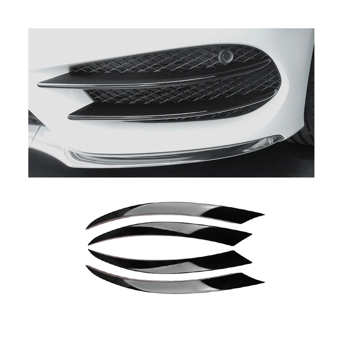 4 Adet Ön Tampon Sis Farları Grille Trim Şeritler Dudak Splitter Spoiler Mercedes Benz C Sınıfı için W205 2015-2019 C180 C200