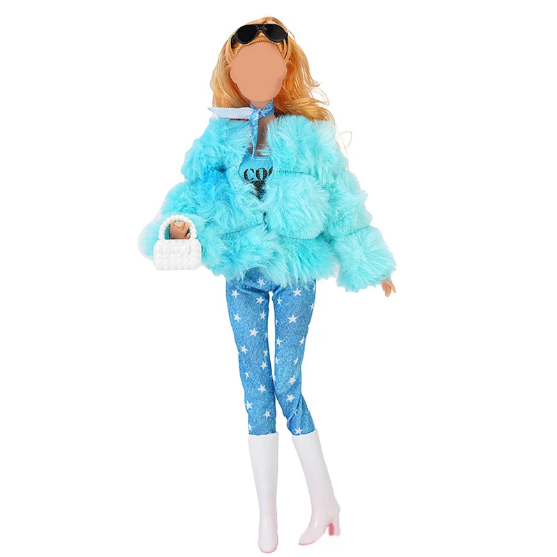 1 Takım Moda 30CM oyuncak bebek giysileri Kış Peluş Kürk Ceket Pantolon Giyim oyuncak bebek giysileri Dollhouse Aksesuarları Kız Oyuncak Hediyeler