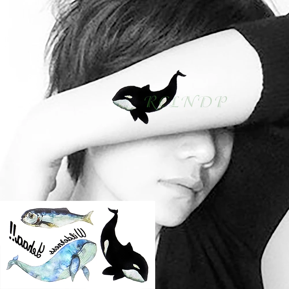 Su geçirmez Geçici Dövme Etiket pembe balina hayvan Dövme Flaş Dövme Sahte Dövmeler El Bacak Kol Çocuklar Erkekler Kadınlar için çocuk