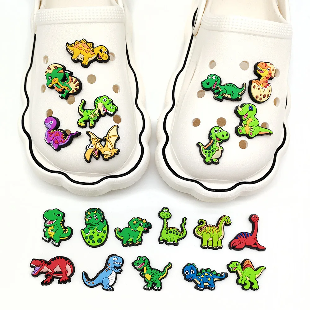 2 ADET / takım Jıbz Sevimli Karikatür dinozor Croc takunya DIY Ayakkabı Takılar Aksesuarları PVC süslemeleri erkek çocuklar doğum günü partisi Güzel Hediyeler