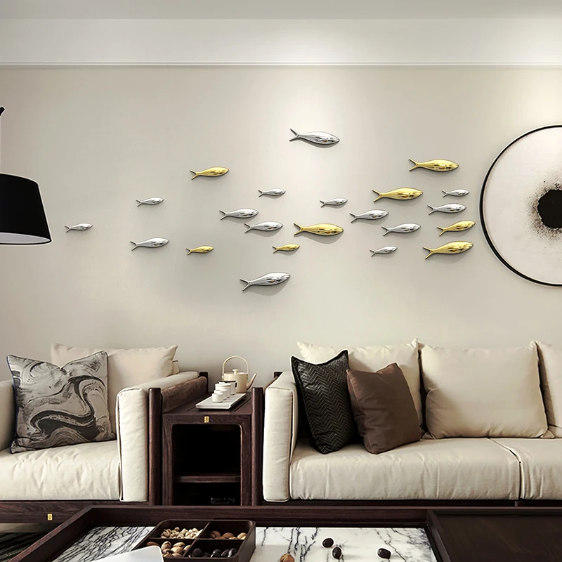 Yaratıcı Duvar Dekorasyon kolye 3D galvanik balık duvar macun restoran TV arka plan duvar balık duvar dekorasyon