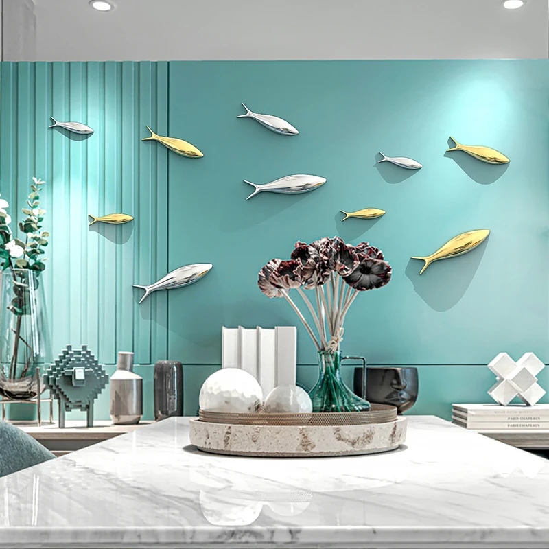 Yaratıcı Duvar Dekorasyon kolye 3D galvanik balık duvar macun restoran TV arka plan duvar balık duvar dekorasyon
