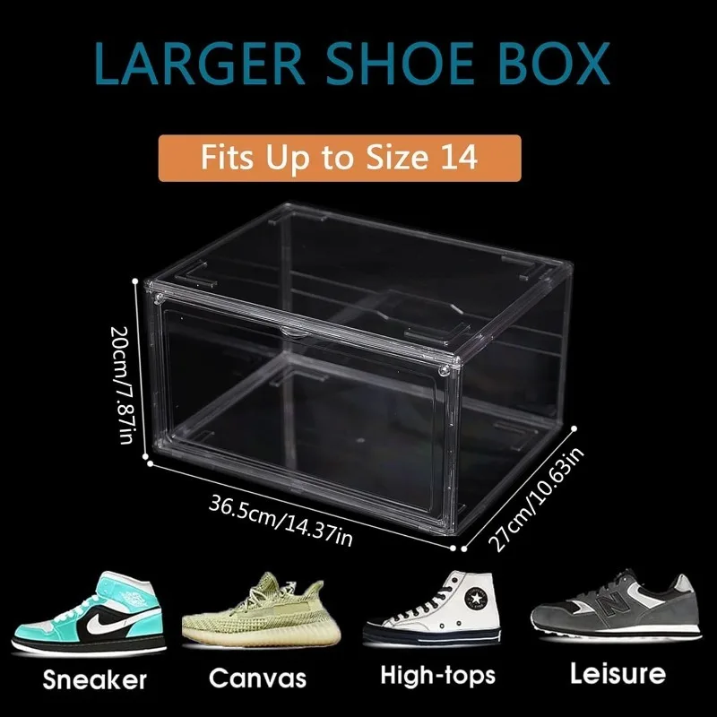6 Paket Ayakkabı Kutuları, Şeffaf Akrilik Plastik Ayakkabı Kutuları İstiflenebilir, Katlanabilir Damla Ön Ayakkabı saklama kutuları Kapaklı Konteyner