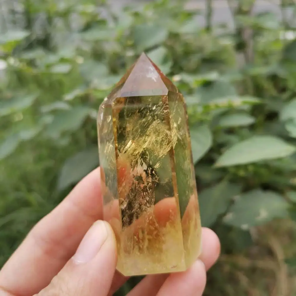 70mm Doğal kuvars kristal Kule Sitrin kuvars kristal değnek noktası şifa