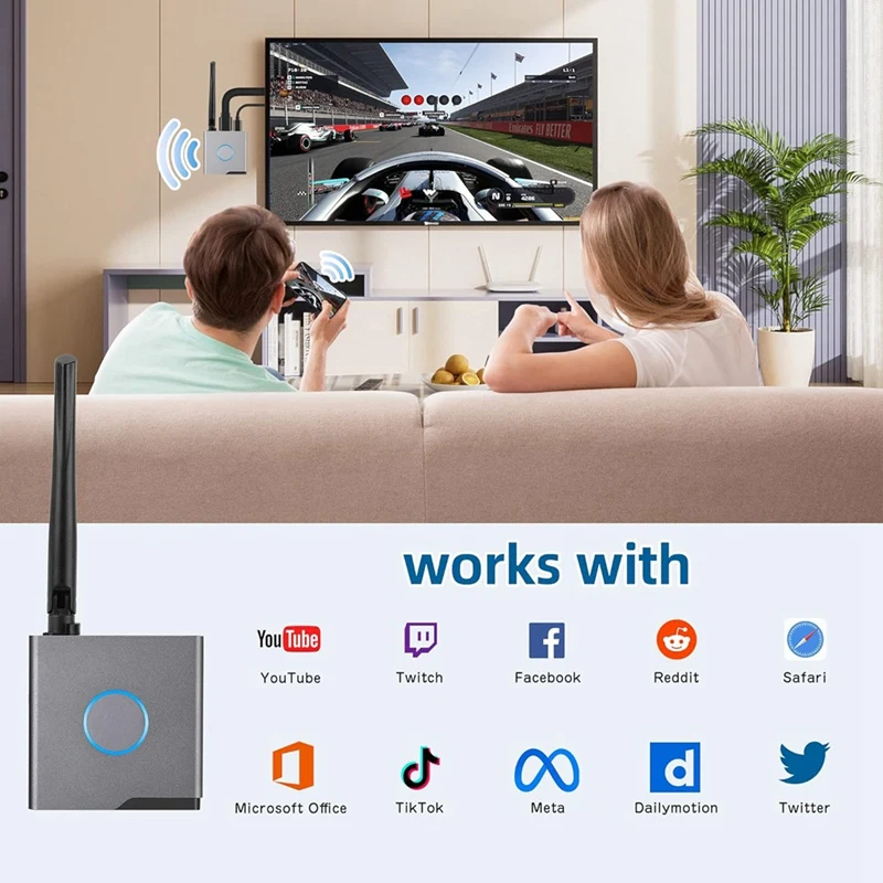 Kablosuz Uyumlu Ekran Dongle Adaptörü 4K, Kablosuz Alıcı, Medya Akışı Video / Ses / Dosya Kablosuz Genişletici