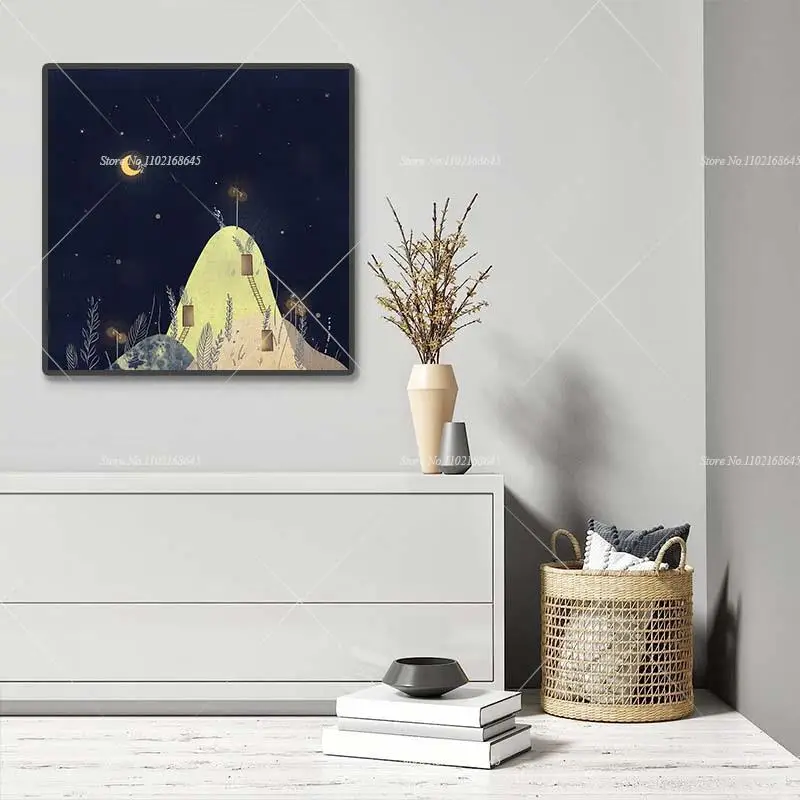 Elmas Boyama Yeni Ay ve Yıldız Karikatür Tarzı Duvar sanat dekoru Sahip Ay Yıldızlı Gökyüzü Tam Taklidi Mozaik Nakış
