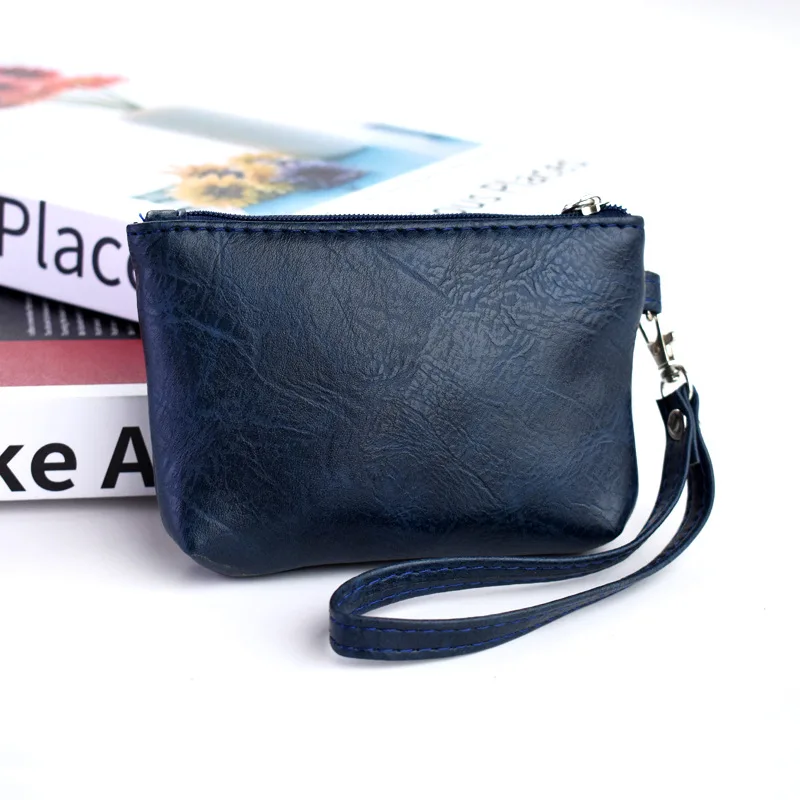 Kadın Yağ Deri Fermuarlı bozuk para cüzdanı Dokuma doğal Deri Mini Kısa Çanta kart tutucu Değişim Çanta Bayanlar Debriyaj Cüzdan
