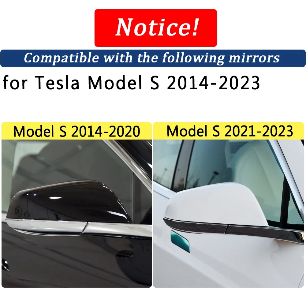 Dikiz aynası Kapağı Tesla Model S 2014-2023 için Gerçek Karbon Fiber Yan Ayna Kabukları Eklemek Çerçeve Değiştirme Kılıf Koruyucu