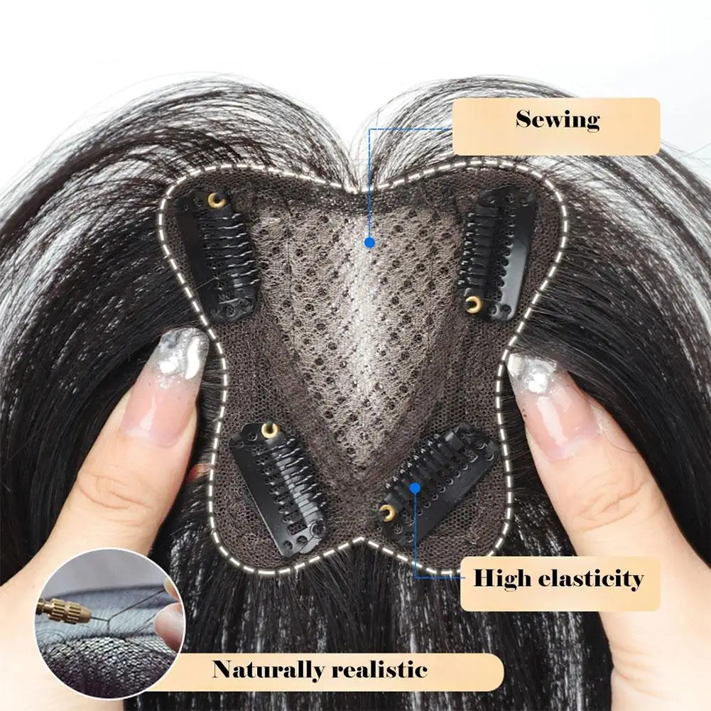 Kadınlar için Peruk Parçaları Başın Üstündeki saçları Simüle Etti Doğal ve Kabarık Sekiz Şekilli Patlama Hafif ve ince saç parçaları