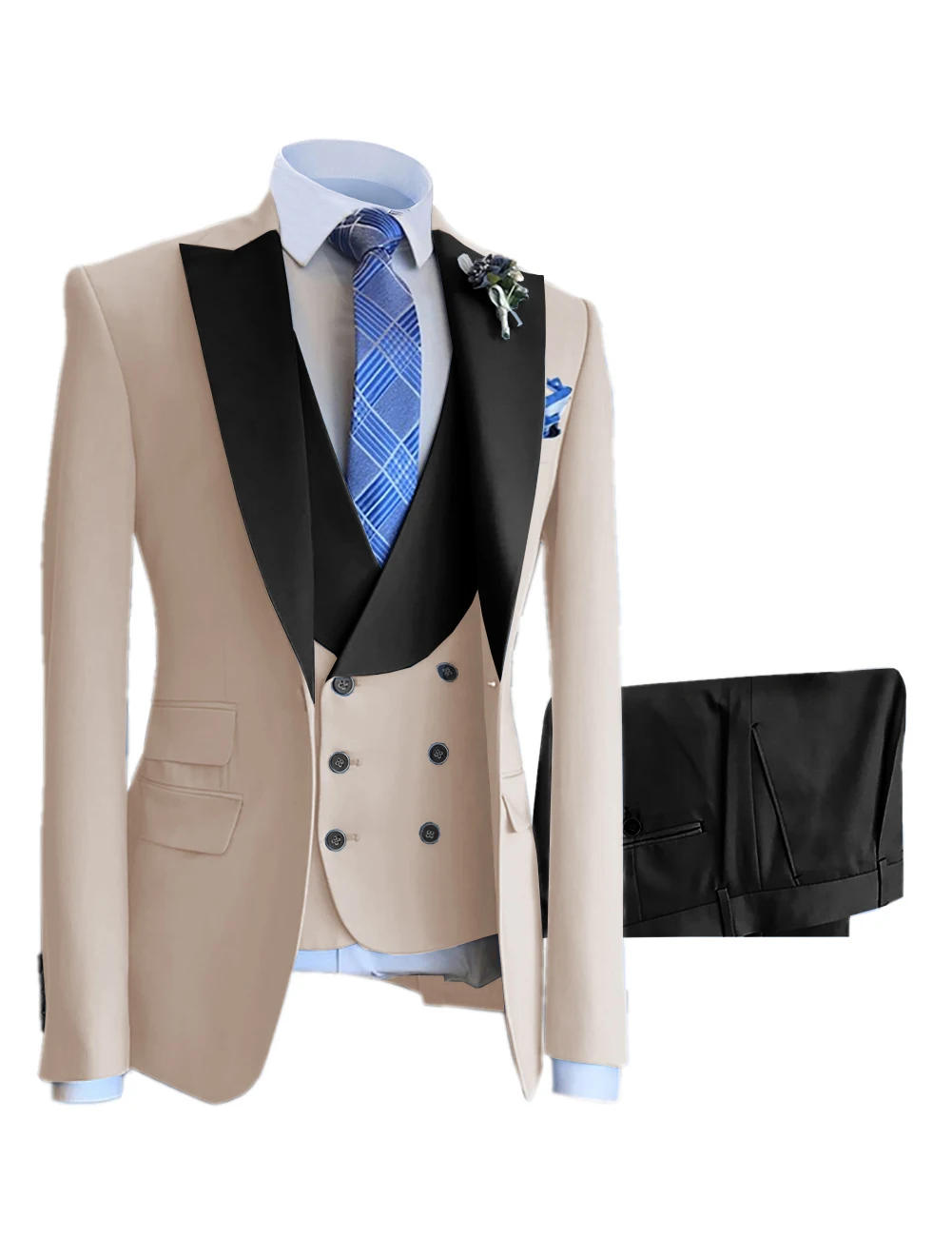 Homme Erkek Takım Elbise Kostüm Bir Düğme Blazer Düğün Balo Damat Ceket Yelek Pantolon 3 ADET Smokin Terno Masculino Slim Fit