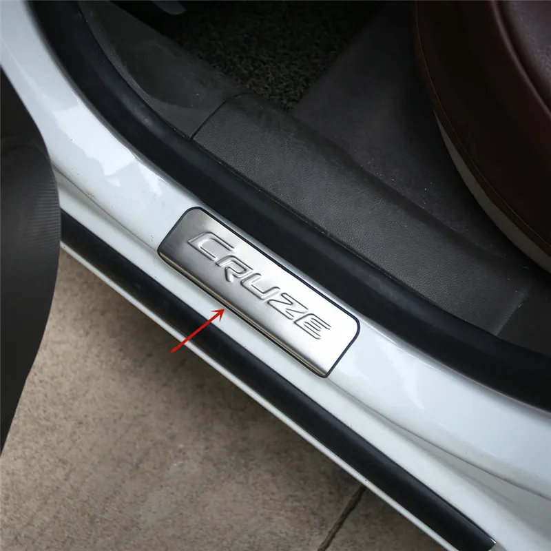 Chevrolet Cruze 2009-2015 için paslanmaz çelik araba eşik koruma anti-scratch koruma dekorasyon araba aksesuarları E