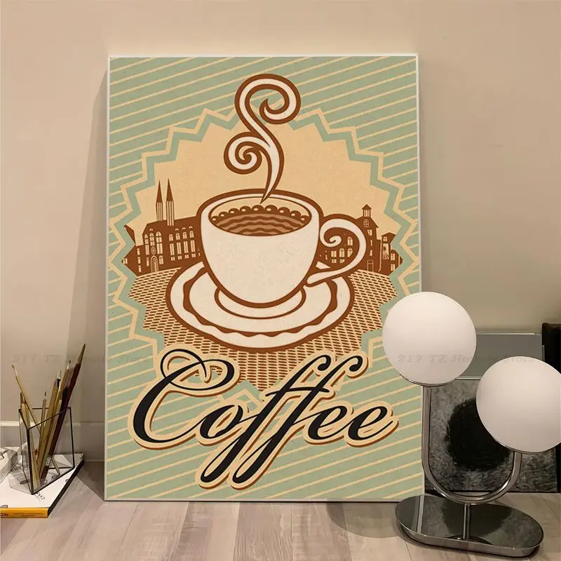 Kahve Retro Kraft kağıt Afiş Kraft kağıt etiket ev Bar Cafe çıkartmaları duvar tablosu