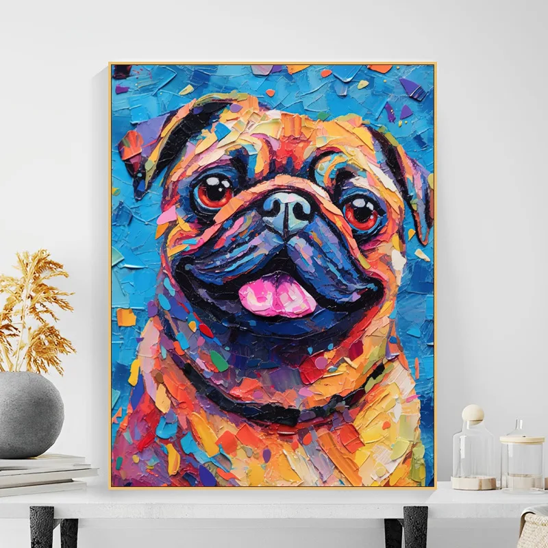 Dijital yağlıboya pet köpek hayvan sevimli köpek el-boyalı asılı boyama