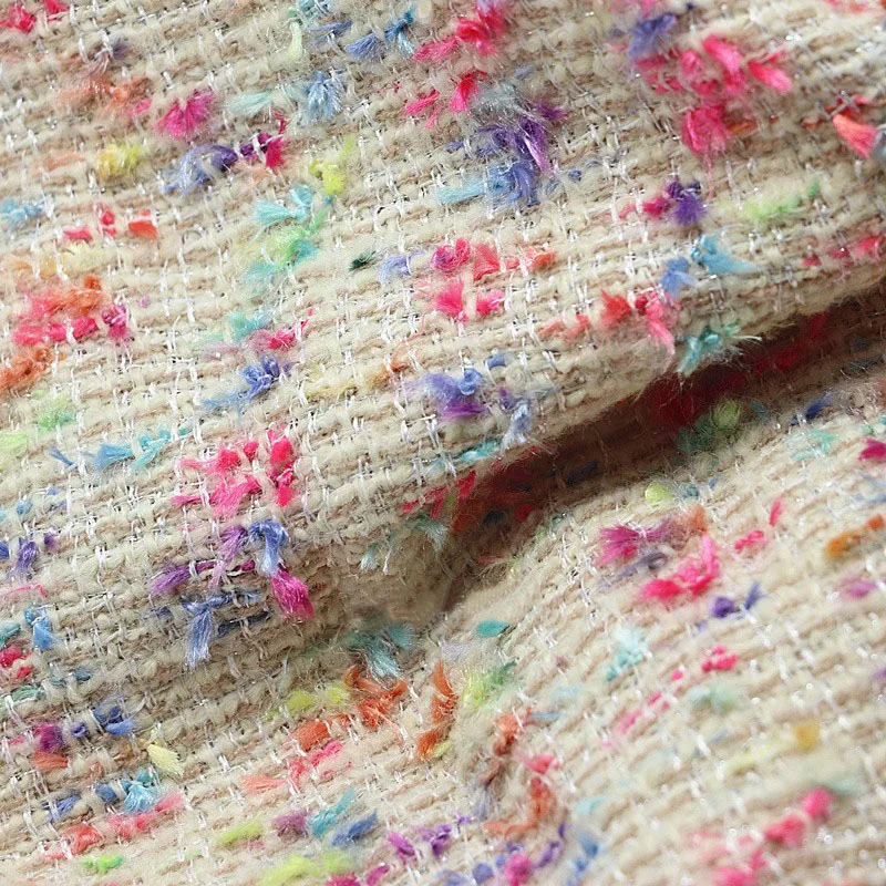 50x145cm Renkli Şerit İpliği Boyalı Fransa Tüvit Kumaşlar Konfeksiyon Malzemeleri Kadın sonbahar ceket Ceket Çanta DIY Kumaş Terzi