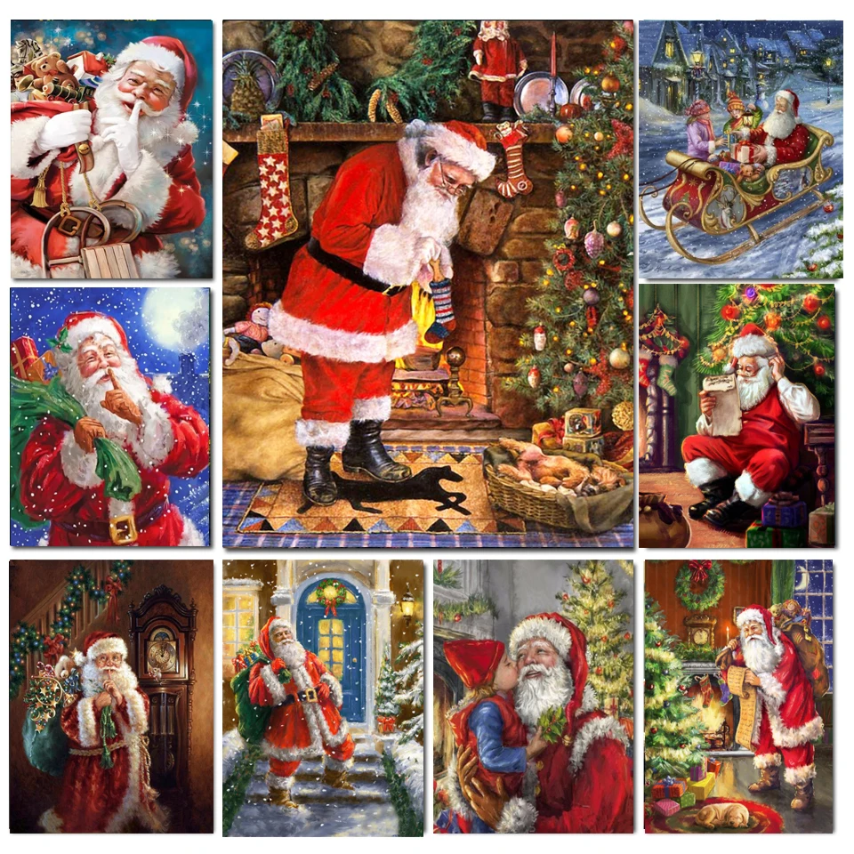 5d Dıy Noel Kardan Adam Noel Baba Tam Yuvarlak Matkap Elmas Nakış Geleneksel Tatil Mozaik Kitleri Elmas Boyama V530