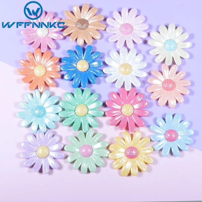 WFFNNKC 10 Adet Renk krizantem çiçeği Reçine Kawaii Firkete Takı Yama Giyim Ayakkabı Dekor Aksesuarları DIY El Yapımı Yapımı