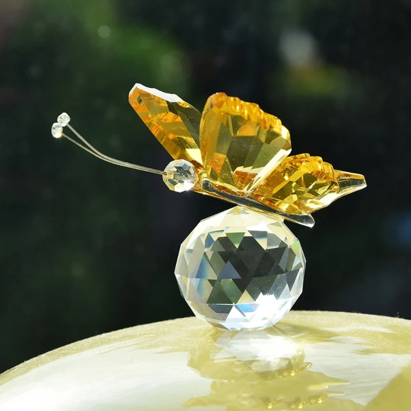 Kristal kelebek heykelcik hayvan süsler el sanatları cam Paperweight düğün