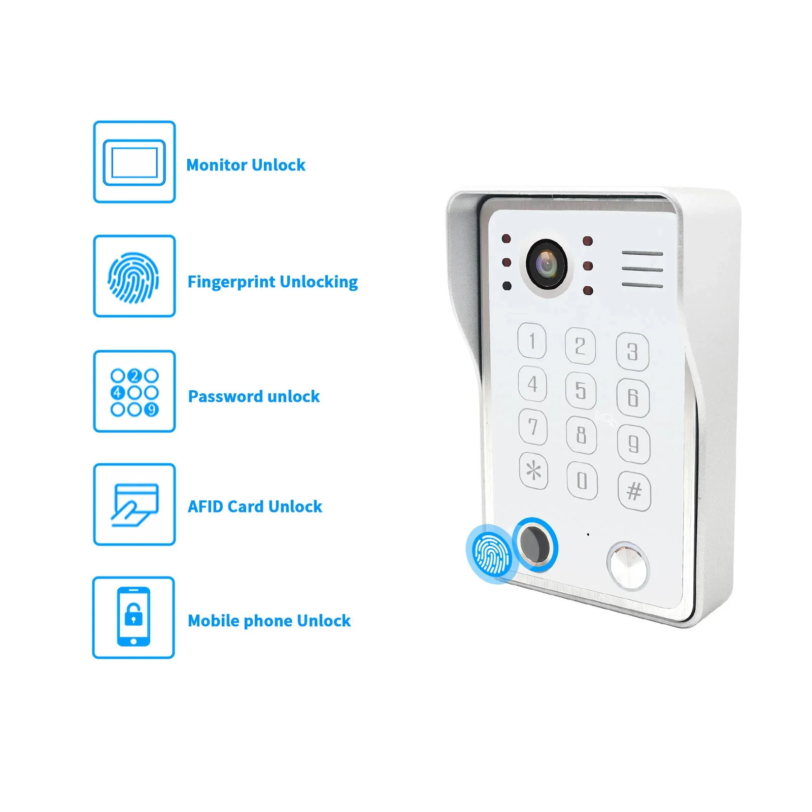 Dokunmatik Ekran 1080p Video İnterkom Ev Daire Güvenlik Kapı Zili 5in1 IC Parmak İzi Şifre Wifi Tuya 7/10 İnç Monitör