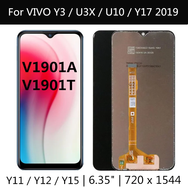 Vivo Y3 U3X U10 lcd ekran dokunmatik ekranlı sayısallaştırıcı grup İçin Yedek Parçalar Vivo Y11 Y12 Y15 Y17 2019 lcd