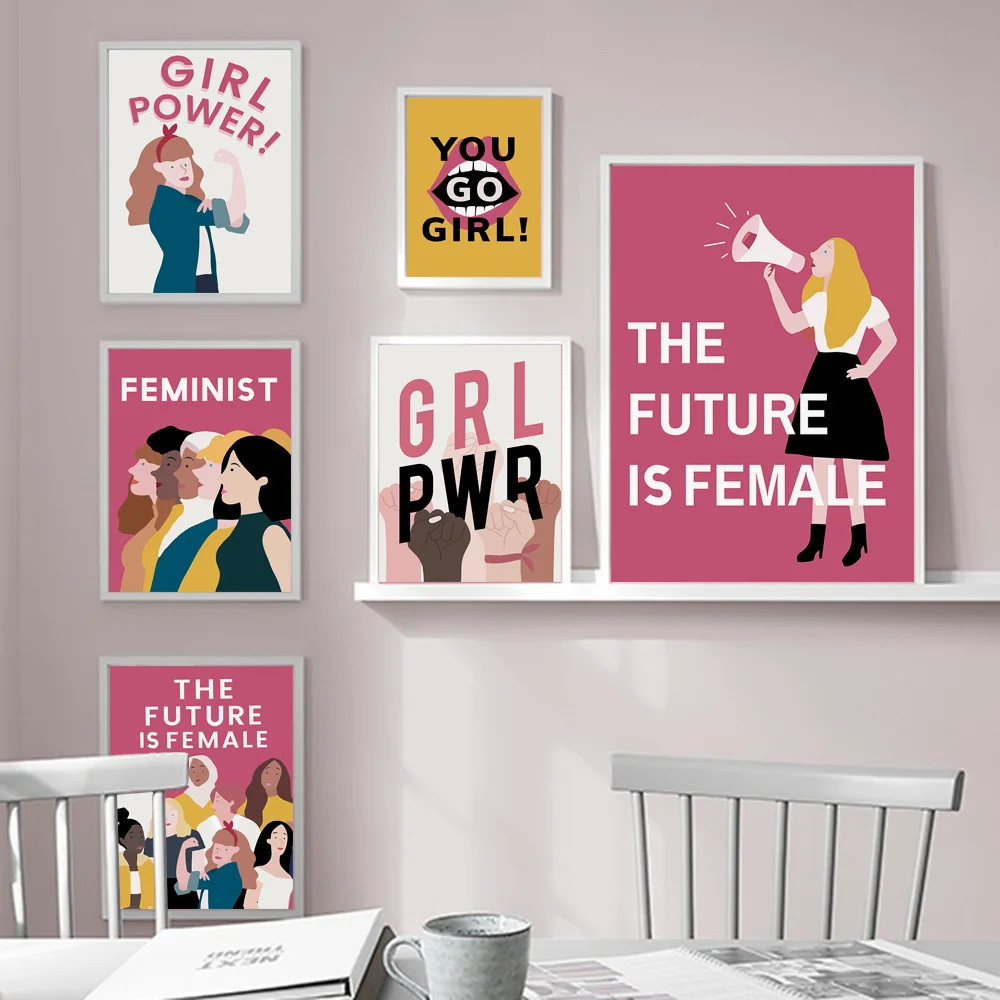 Tuval Boyama İskandinav Posterler Kadınlar Kız Feminist Posteri Duvar Sanatı Ve Baskılar Duvar Resimleri İçin Oturma Odası Kız Odası Dekor