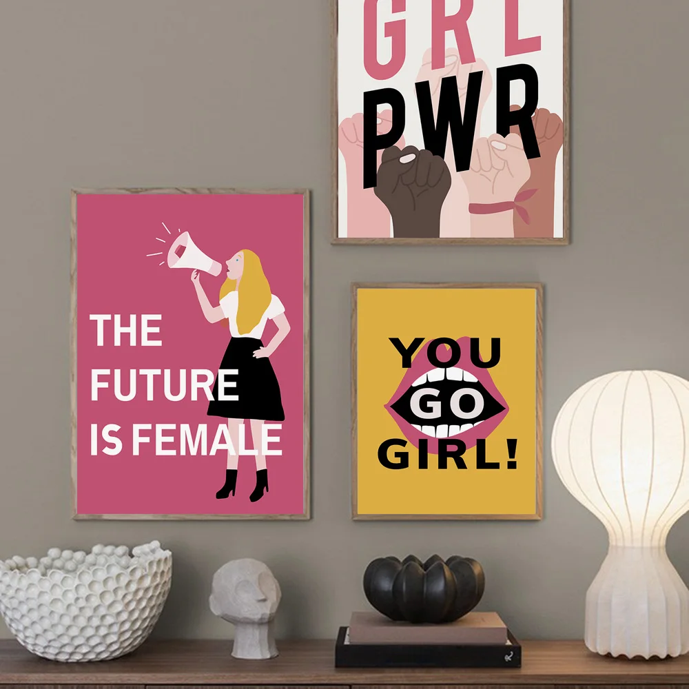 Tuval Boyama İskandinav Posterler Kadınlar Kız Feminist Posteri Duvar Sanatı Ve Baskılar Duvar Resimleri İçin Oturma Odası Kız Odası Dekor