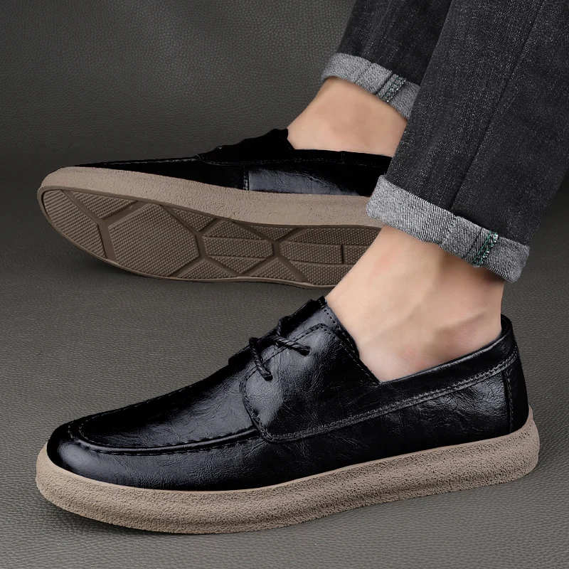Moda Yürüyüş İş Loafer'lar Hakiki Deri Erkek Elbise Ayakkabı Mokasen Lüks Marka Erkek rahat ayakkabılar Yeni İş Oxford Daireler