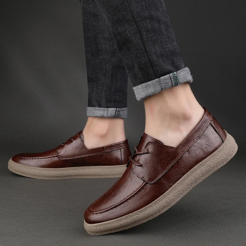 Moda Yürüyüş İş Loafer'lar Hakiki Deri Erkek Elbise Ayakkabı Mokasen Lüks Marka Erkek rahat ayakkabılar Yeni İş Oxford Daireler