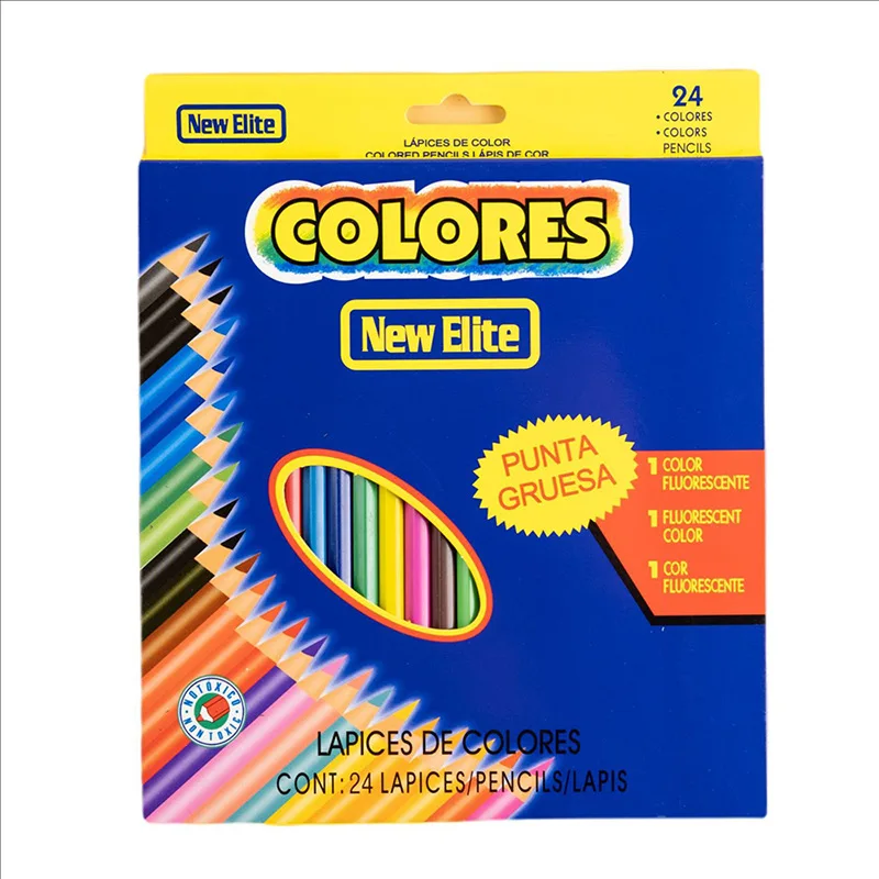 Renkli kurşun kalem Seti 24 Renkler Çocuklar Öğrenci Çizim Dolgu Rengi Kurşun Toptan Kutusu Karikatür Doodle Kalem