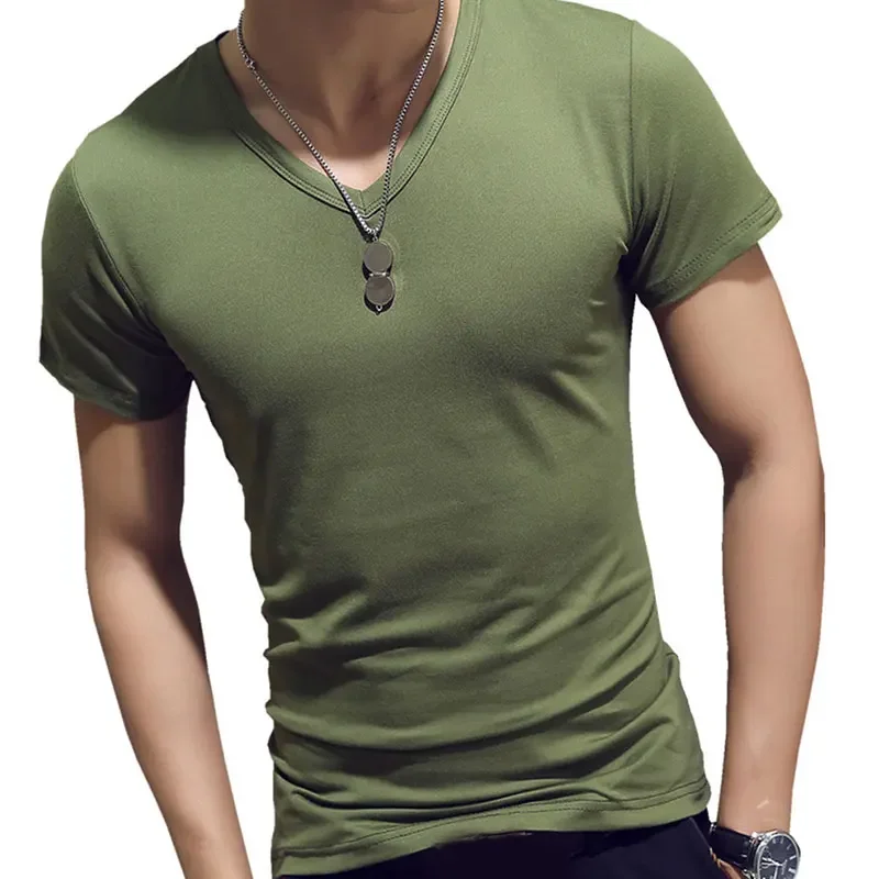 A2556 Moda Spor V Boyun kısa kollu tişört Yaz Rahat Spor Düz Renk Üstleri Artı Boyutu İnce Polyester T-Shirt