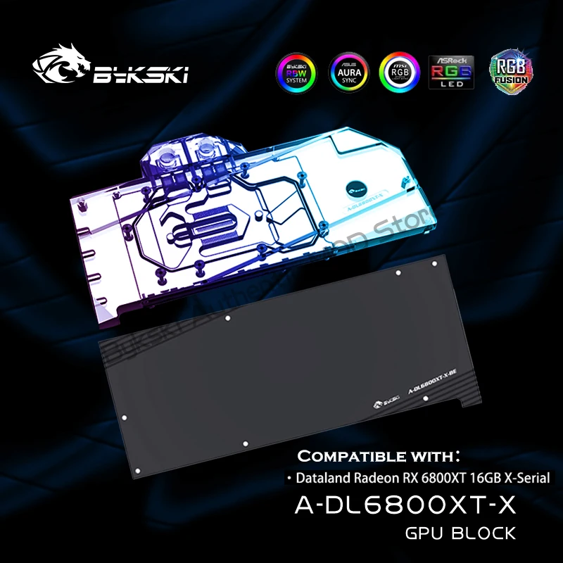 Bykski A-DL6800XT-X GPU Su Bloğu İçin PowerColor Radeon RX 6800 XT 16GB X Seri VGA kartı, arka Plaka İle Sıvı Soğutucu Sistemi