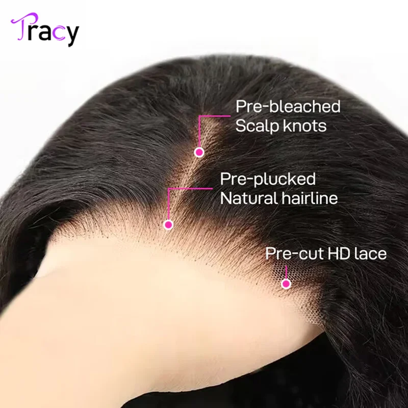 Tracy Saç Ön Kesim Dantel Giyim Gitmek Tutkalsız peruk insan saçı Ağartılmış Knot Su Dalgası Peruk 4x4 HD Dantel Kapatma Peruk Ön Koparıp
