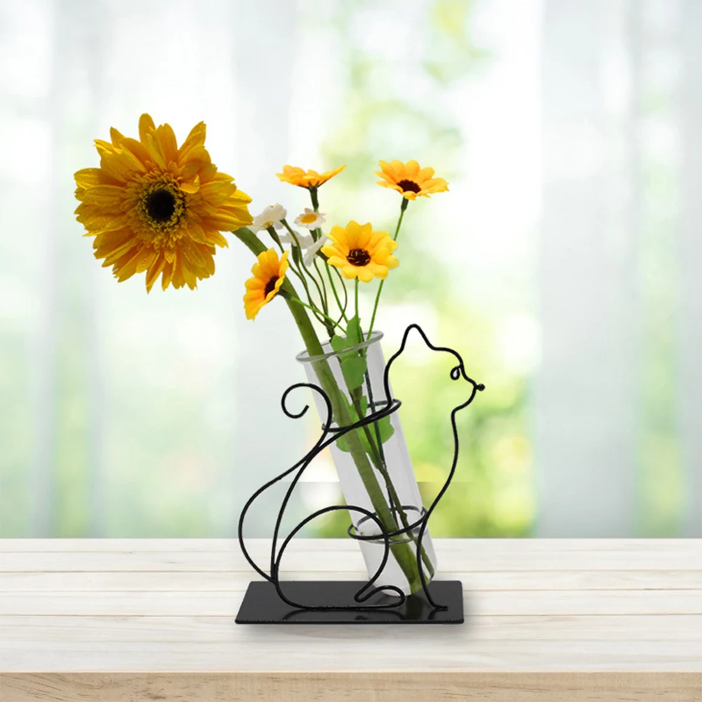 Demir Hattı Çiçek Vazo test tüpü İle Dekorasyon El Sanatları İskandinav Metal Tel Çiçek Cam Kaplar Ev Dekor Hediyeler İçin