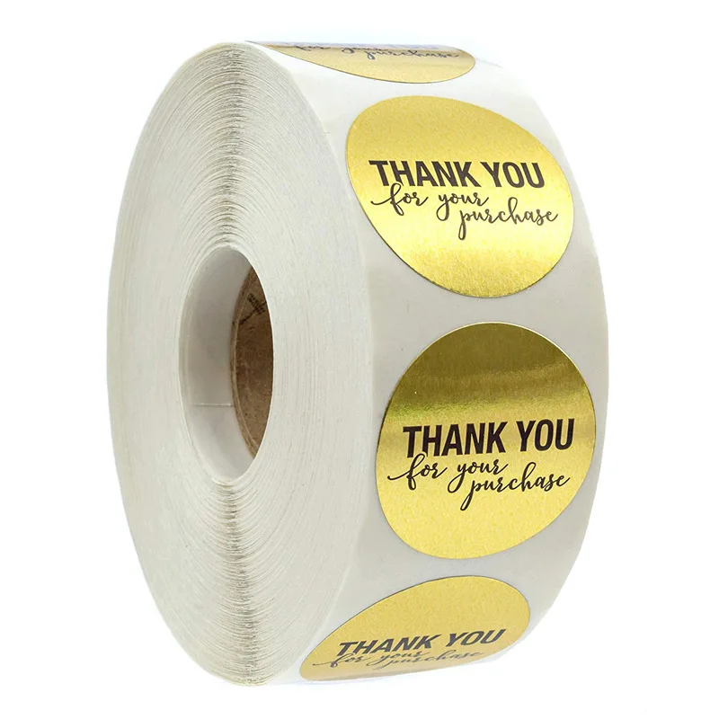 50-500 adet Etiketleri Sıcak yuvarlak altın folyo satın aldığınız için teşekkür ederiz etiket paket etiket hediye paketi Kırtasiye Sticker 1 inç