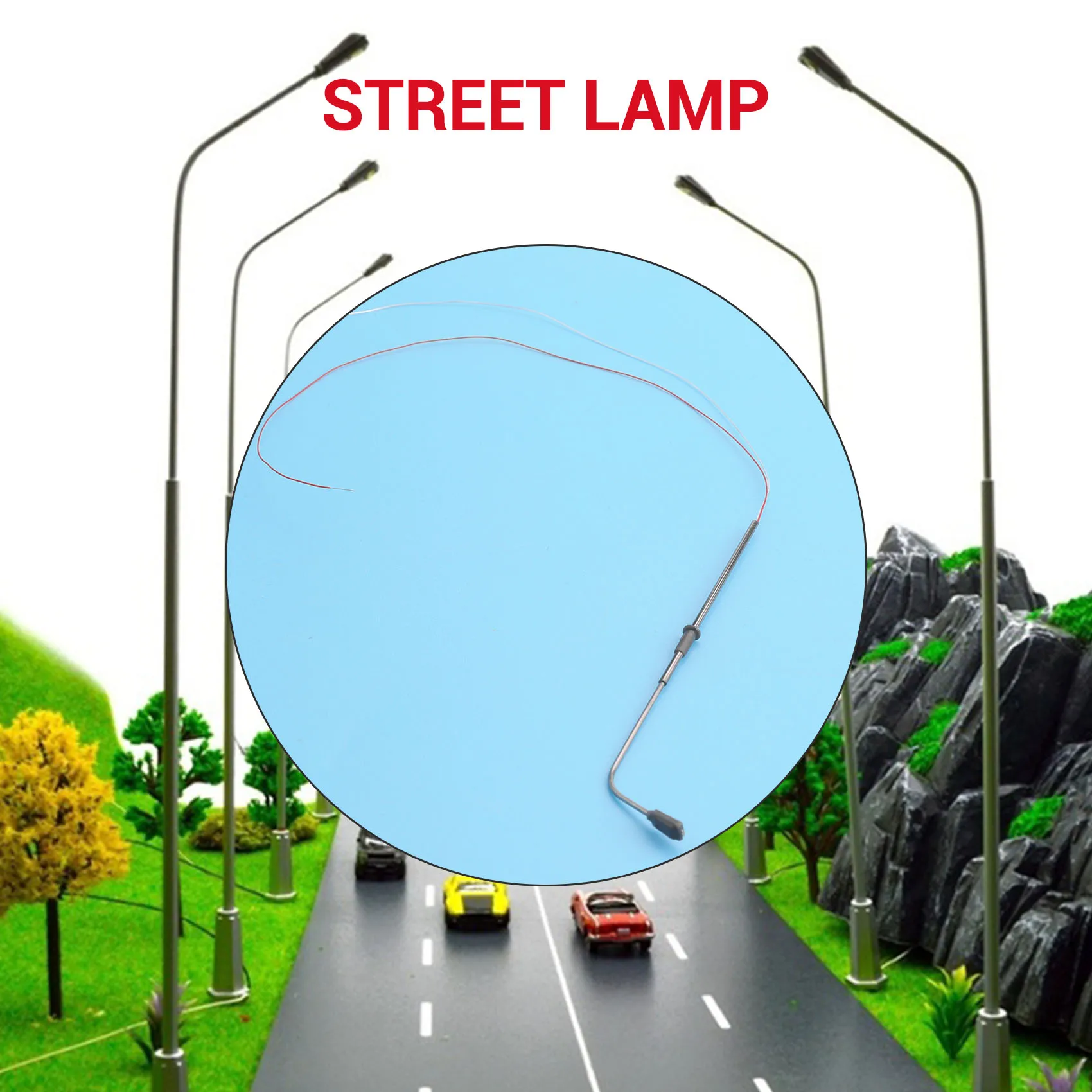 10 adet yükseklik 8 cm model sokak lambası aydınlatma tek model demiryolu manzara