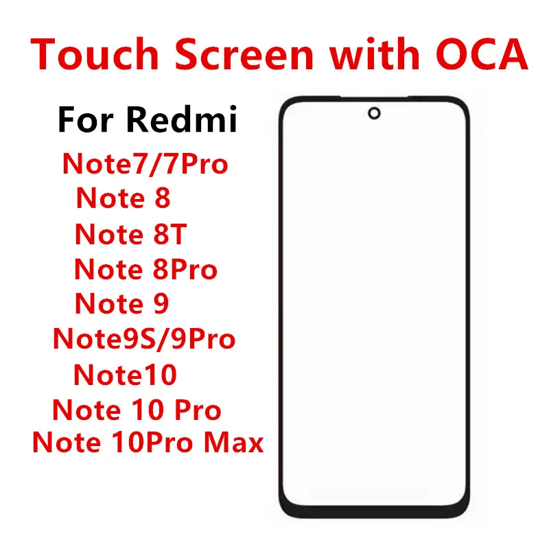 Note10 Dokunmatik Ekran Xiaomi Redmi İçin Not 10 Pro 4G Max Not 9S 8 8T 7 Out Cam LCD Ön Panel Lens İle OCA Tutkal