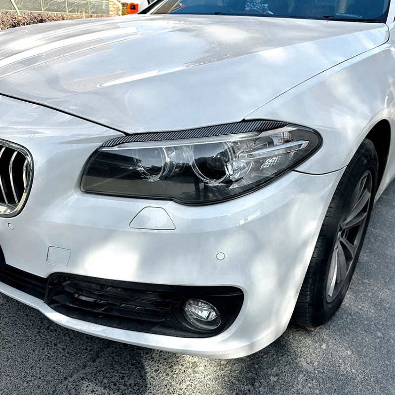 2015-2017 BMW 5 Serisi İçin F10 F11 Ön Far Göz Kapakları Kaşları Far Kapağı Lmap Trim Sticker ABS Parlak Siyah