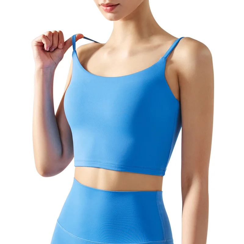 Mavi Nil Renk Dopamin yoga kıyafeti kadın Çıplak fitness kıyafeti Takım Elbise Koşu Spor fitness kıyafeti