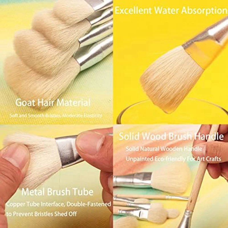 7 Adet Çeşitli Boyutları Yaprak Keçi Saç Fırçaları Metalik Folyo Fırçalar Folyo Kağıt Sanat Zanaat Malzemeleri